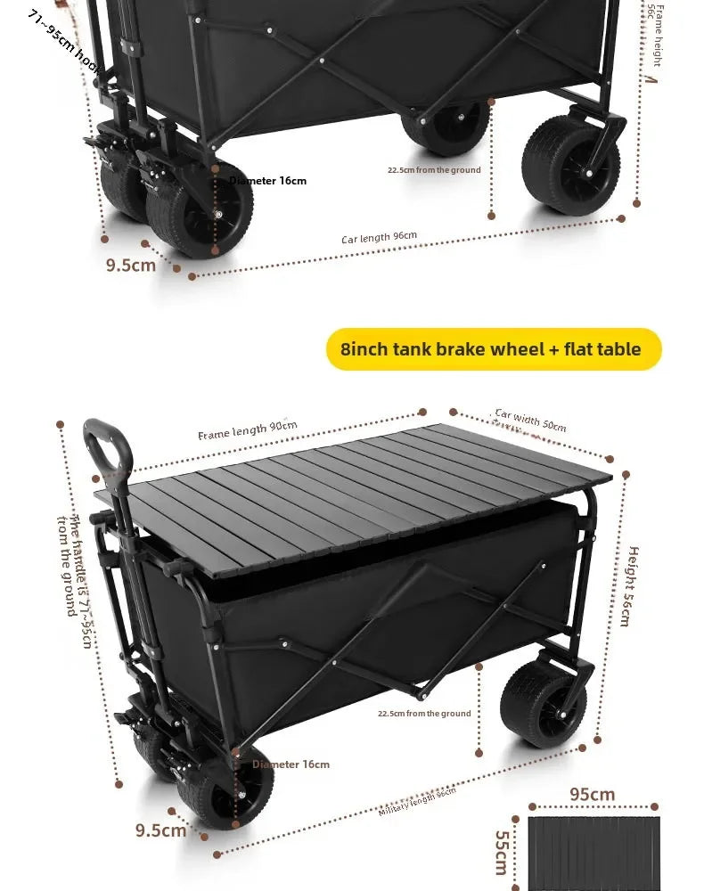 Heavy Duty Large Capacity Folding Wagon – Collapsible Shopping, Beach & Garden Trolley, Portable Outdoor Camping Cart