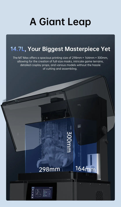 ANYCUBIC Photon Mono M7 Max 3D Printer — Ultra-Large 14.7L LCD Resin Printer with 298x168x300mm Build Volume