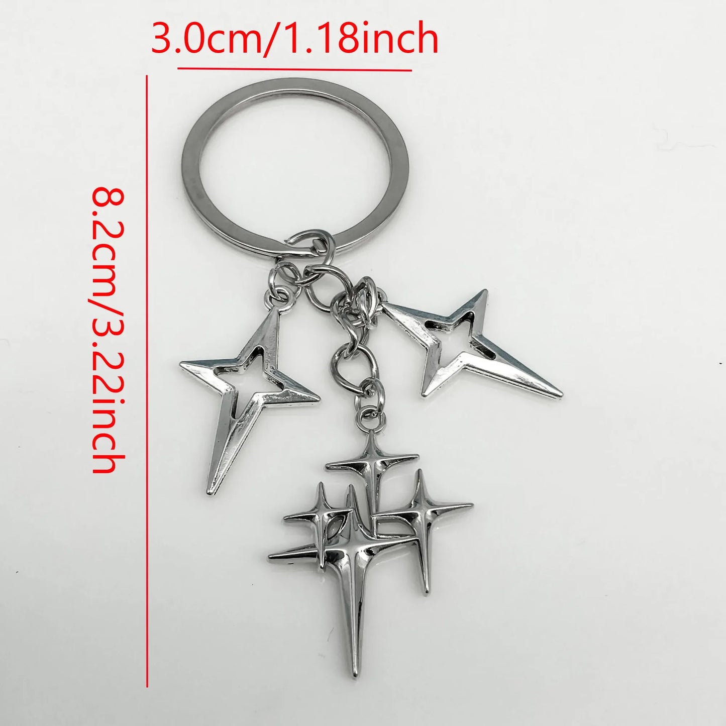 Y2K Punk Four-Pointed Star Keychain – Alloy Fashion Key Ring Bag & Backpack Charm for Women & Girls Gift Accessories