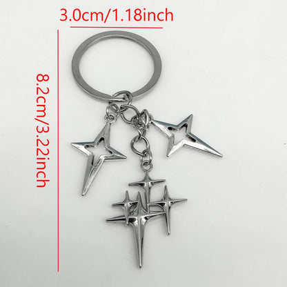 Y2K Punk Four-Pointed Star Keychain – Alloy Fashion Key Ring Bag & Backpack Charm for Women & Girls Gift Accessories
