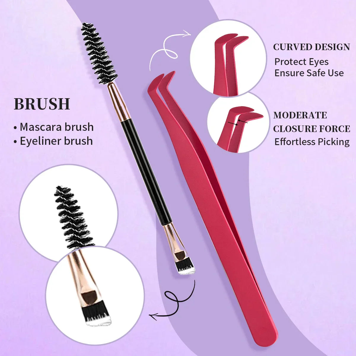 DIY Eyelash Extension Kit – Cluster Mix Eyelashes Set with Lash Bond & Seal, Tweezers & Brush for Full Lash Look