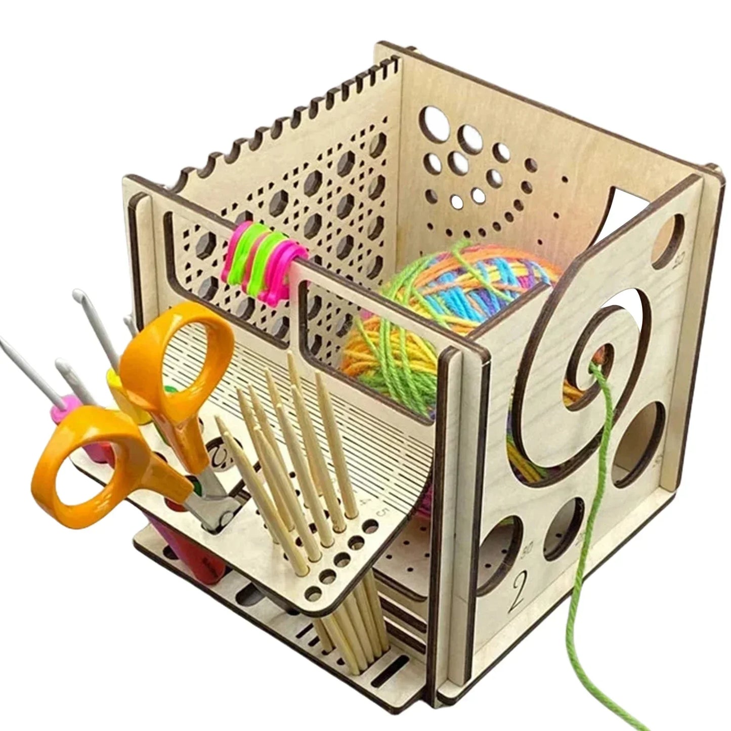 DIY All-in-One Wooden Yarn Bowl – Crochet Organizer & Knitting Storage Dispenser, Ideal for Yarn and Thread