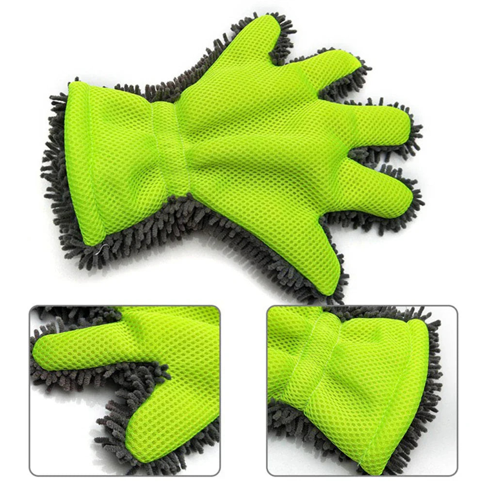5-Finger Soft Car Washing Gloves - Cleaning Brush for Car and Motorbike, Drying Towels, Car Styling