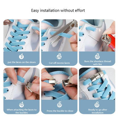 8MM 2024 No Tie Shoe Laces - Press Lock Shoelaces Without Ties - Elastic Widened Flat Laces for Sneakers, Kids, and Adults Shoes