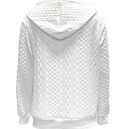 Women’s Solid Color Knitted Zip-Up Hooded Sweatshirt Jacket – Long Sleeve Slim Fit Casual Autumn Winter Warm Coat Hoodie
