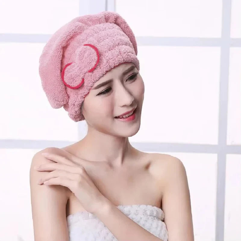 Microfibre Quick-Dry Hair Towel Wrap – Bowknot Bath Cap Bonnet for Women, Designer Bathroom Accessory