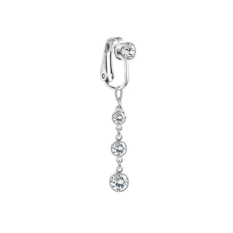 Faux Butterfly Leaves Belly Piercing – Dangling Clip-On Fake Navel & Cartilage Earring for Umbilical Piercing