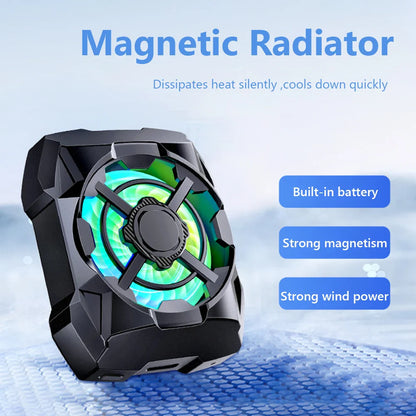 Portable Rechargeable Phone Cooler – Wireless Magnetic Cooling Fan with Blue Light & 3-Speed Adjustable Mobile Heat Radiator