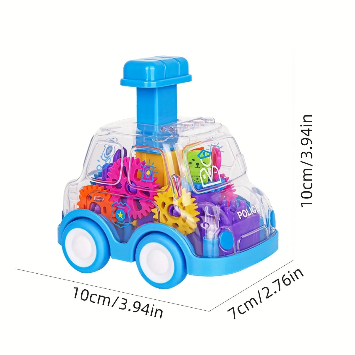 Baby Cartoon Gear Car Toy - Inertia Pull-Back Transparent Rebound Car for Kids’ Birthday Gifts