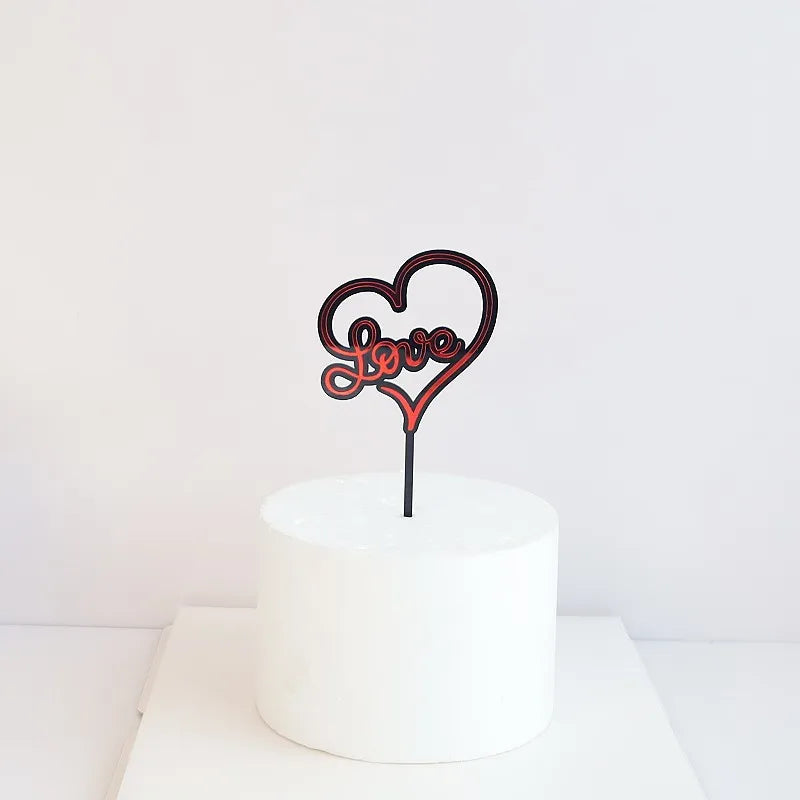 Big Red Love Cake Topper – Acrylic Wedding & Engagement Party Decoration, Valentine’s Day Love Cake Topper