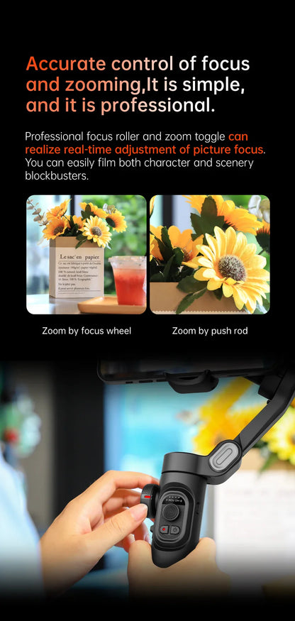 AOCHUAN 3-Axis Handheld Gimbal Stabilizer – SmartXE for iPhone & Android, AI Face Tracking for TikTok & Vlog Videos