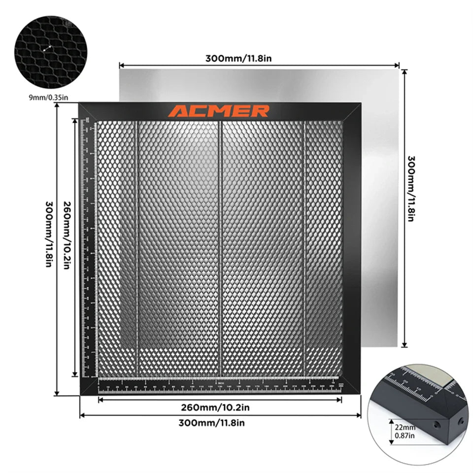 ACMER Laser Cutting Honeycomb Table – 300x300/330x330/400x400/440x440mm for CO2 & Diode Laser Engraver Machines