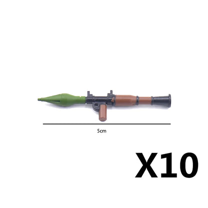 Military Soldier Building Block Figures - MOC Army Weapons Set with Rifles, Rocket Launcher & Mini Gun Toy Gift