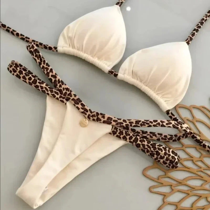 Women’s Leopard Print Bikini Set – Sexy Swimwear for Beach Vacation, Thong Bathing Suit & Summer Beachwear