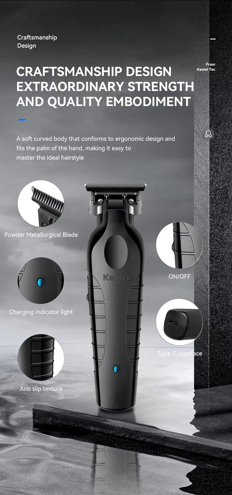 Kemei Professional Hair Clipper Kit – KM-2296, KM-2299, KM-1102 Electric Shaver & Cordless Trimmer for Men’s Hair Cutting