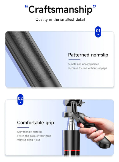 MEUYAG Selfie Stick Tripod – 1708mm Monopod with Fill Light, Bluetooth Remote, 360° Rotation & 1/4” Interface for Mobile Phones