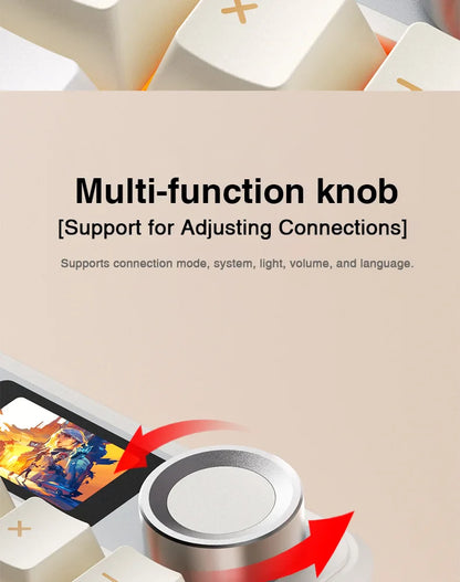 AULA F108 Pro Full-Size Gaming Keyboard – Wireless Bluetooth, Hot-Swappable Gasket Mount, Macro Keys, TFT Smart Display