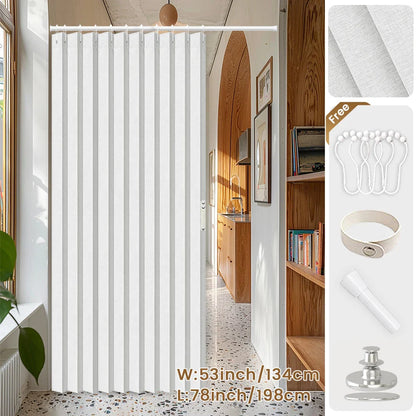 Blackout Folding Door Curtain – 1 Panel Privacy Screen for Living Room, Bedroom, Kitchen, Closet, Room Divider