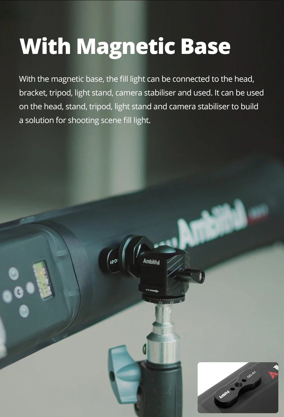 Ambitful GC12 Gold Crow Flexible Photography Lighting - 2700K-6500K Portable LED Soft Light, Inflatable Air Light