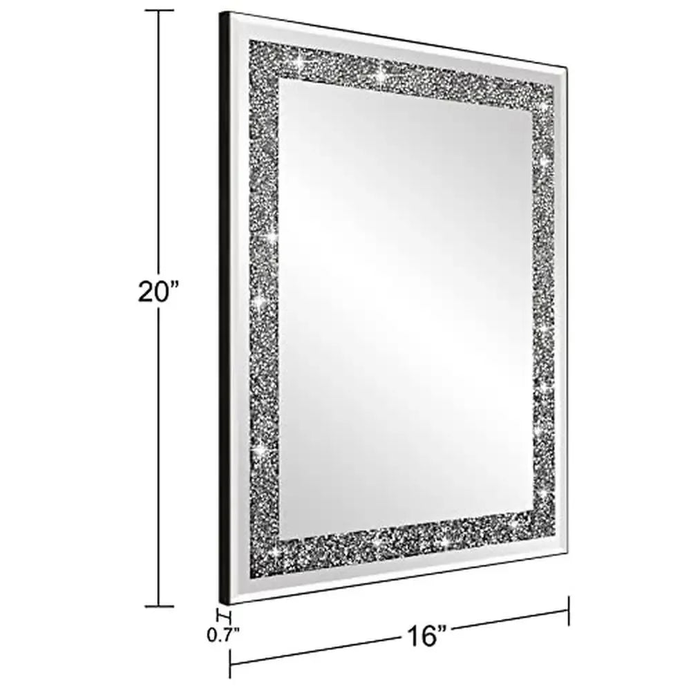 Crystal Crush Diamond Mirror 16x20 – Luxury HD Glass Wall Mirror for Bathroom, Bedroom & Entryway Home Décor Accent