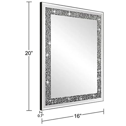Crystal Crush Diamond Mirror 16x20 – Luxury HD Glass Wall Mirror for Bathroom, Bedroom & Entryway Home Décor Accent