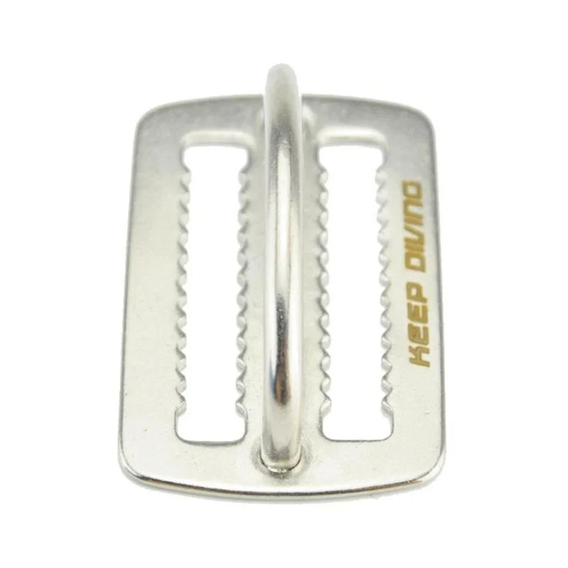 2" Stainless Steel Diving Weight Belt Buckle – Waist Slide Keeper with D-Ring, Webbing Harness Retainer for Freediving and Surfing