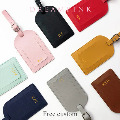 Custom Initial Luggage Tag – Personalized Name & Letter Tags for Men & Women, PU Travel Suitcase Label, Engraved Logo Airplane Accessories