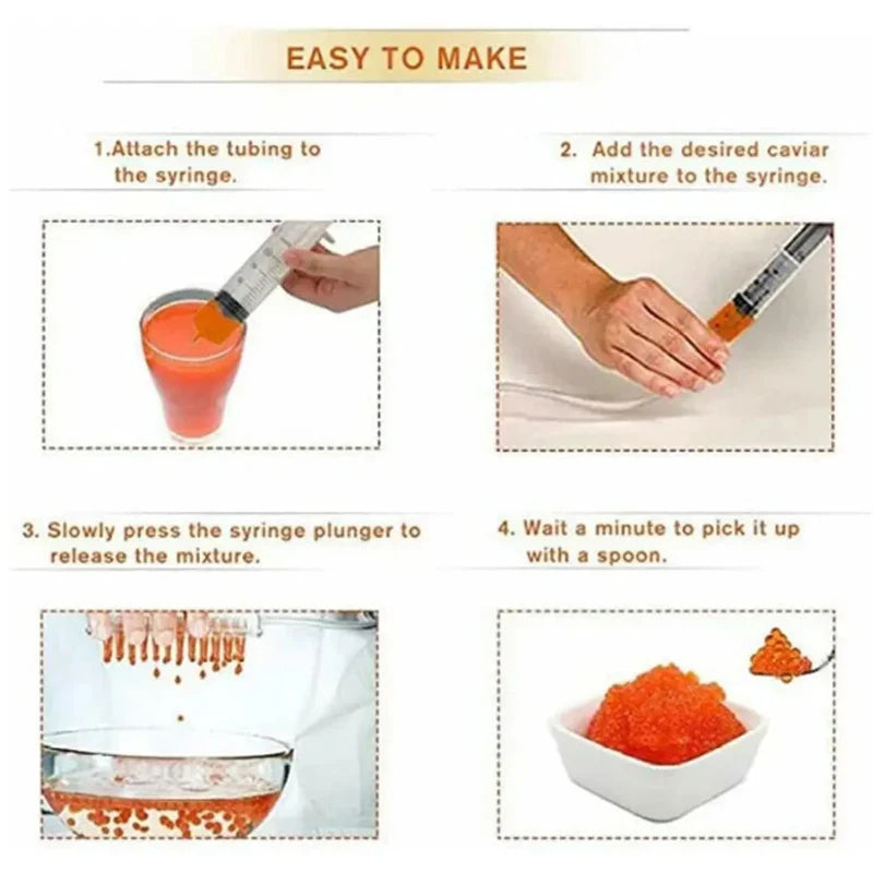 Caviar Maker Box – 96-Hole Spherification Dropper Molecular Gastronomy Kit with Spoon, Syringe, and Roe Sauce Dispenser