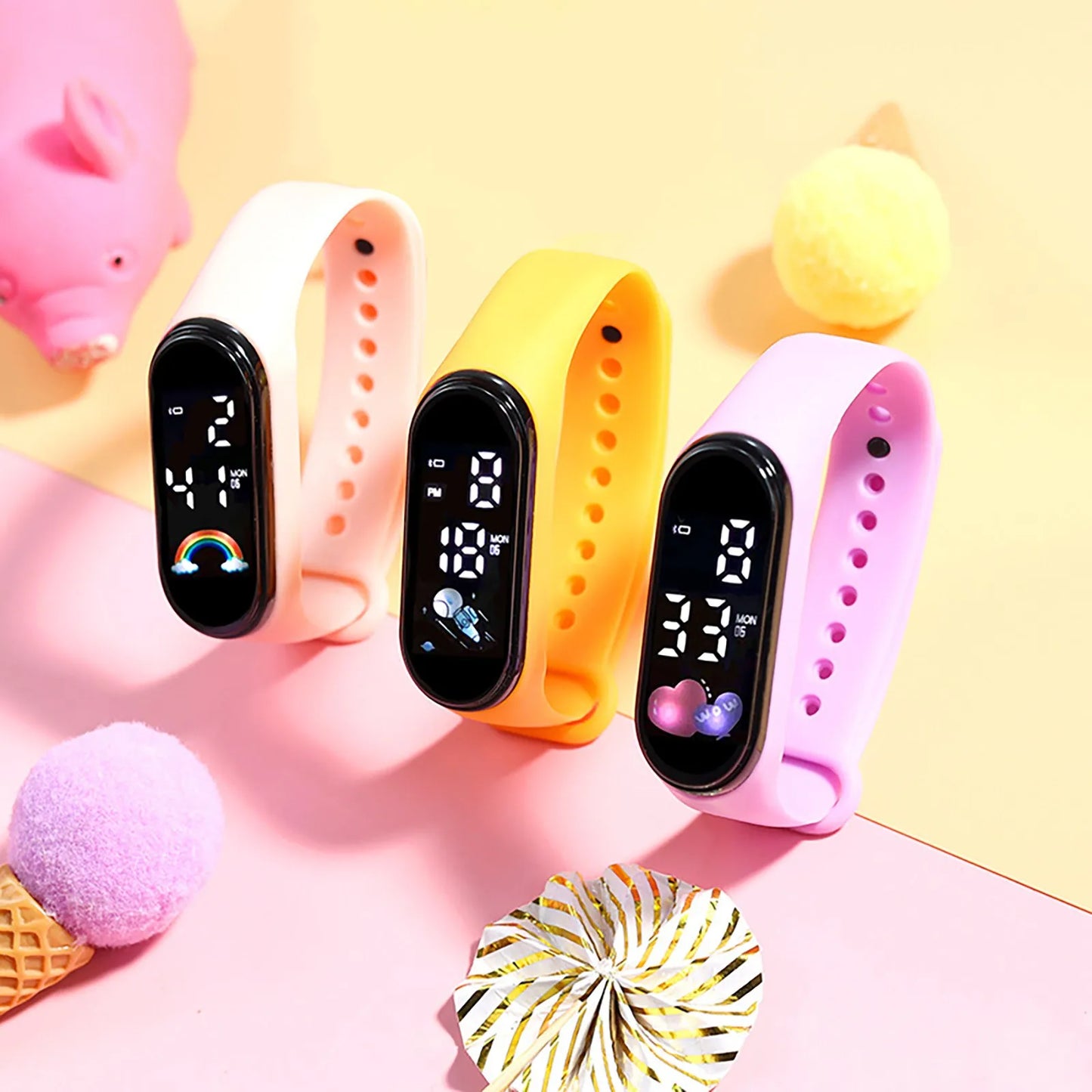 Kawaii Waterproof Smart Watch for Kids – Fashionable Outdoor Sports Digital Watch for Boys & Girls – Silicone Montre Enfant