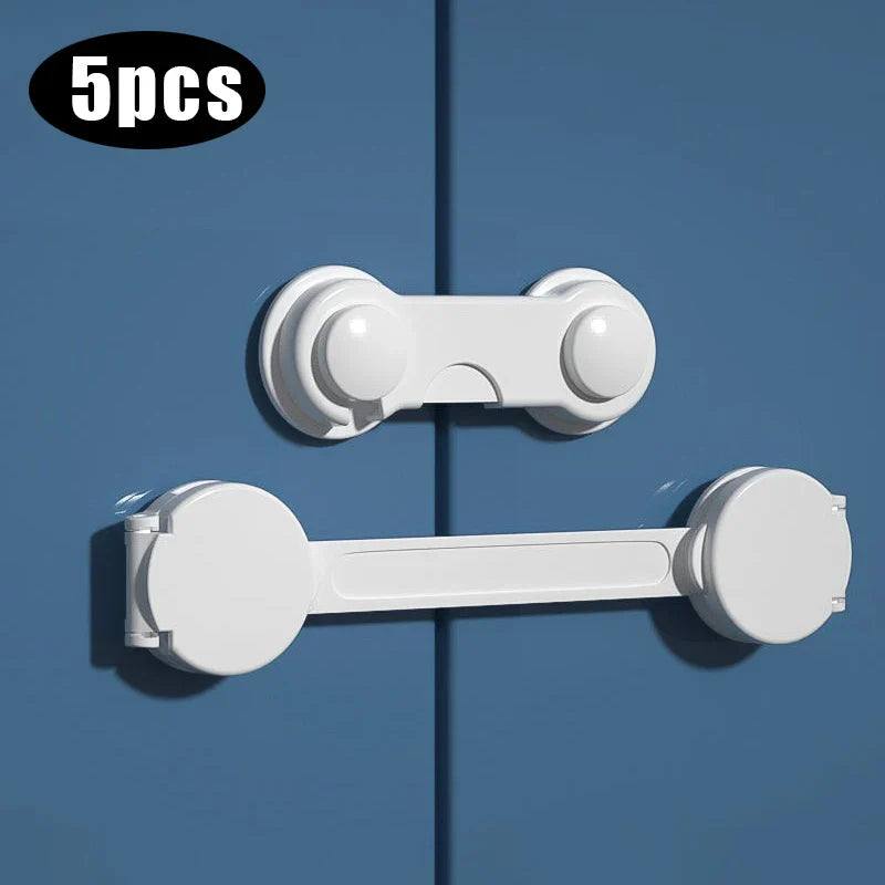 Multi-Function Security Protection Locks - Baby Safety Cabinet Drawer Door Buckle, White Toilet Refrigerator Lock - 5Pcs/Lot