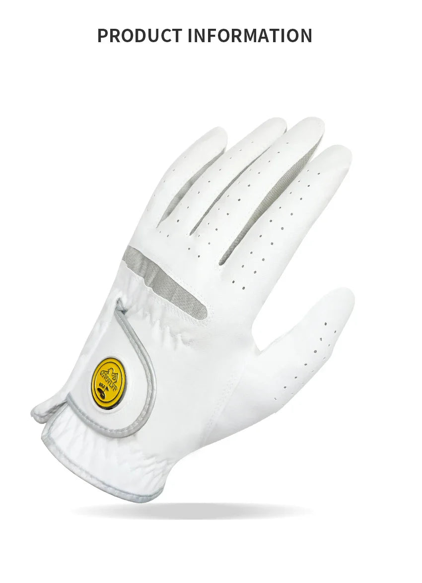 Men's Golf Glove - Breathable Micro Soft Fabric, Comfortable Fit with Magnetic Marker & Replaceable Design for Golfers