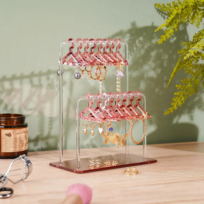 16pcs Hanger-Shaped Jewelry Holders – Personalized Earring Display Racks & Organizer Stands