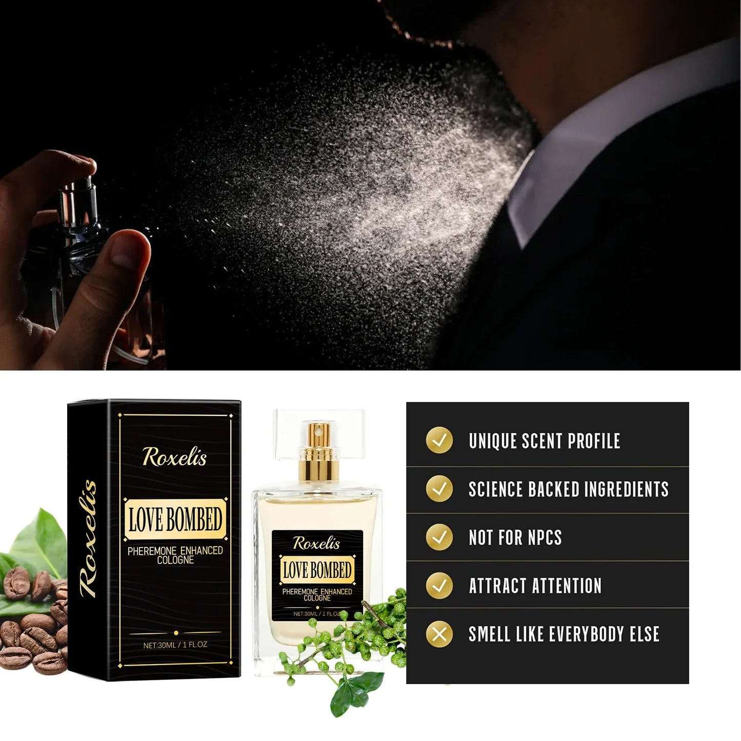 Pheromone Cologne for Men, Sexy Temptation Scent to Attract Women, Fresh Lasting Fragrance for Business Gentlemen