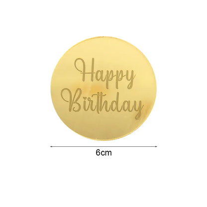 10Pcs Rose Gold Acrylic Cake Toppers - Round 'Happy Birthday' Decor for Cakes & Cupcakes, Elegant Party & Dessert Accessories
