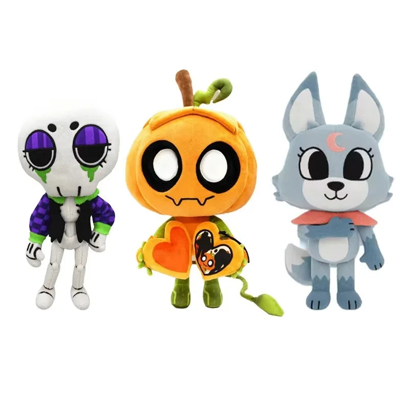 Dandy's World Halloween Plush Toy – Pumpkin Gourdy & White Bones Ribecca Eclipse, Soft Stuffed Toy for Kids & Game Fans Gift