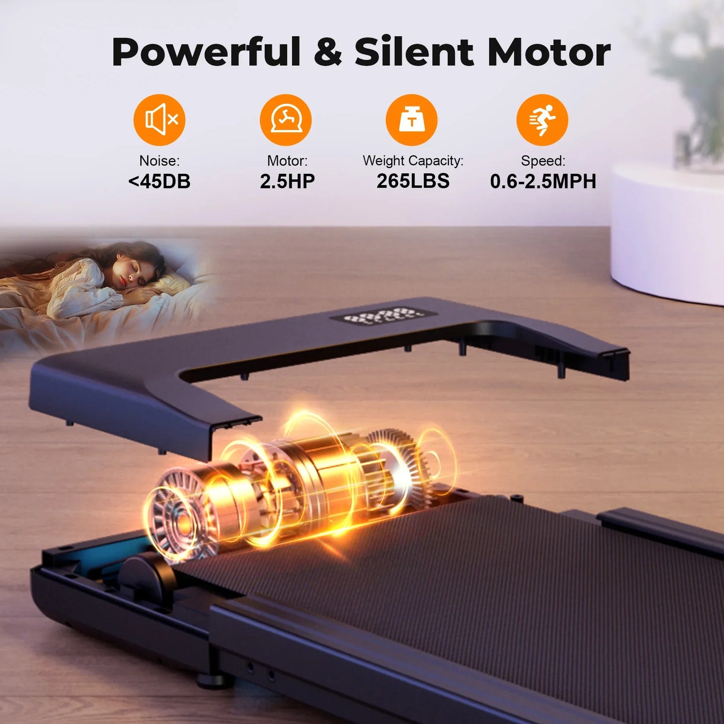 2-in-1 Walking Pad Under Desk Treadmill – Portable 2.5HP Home & Office Treadmill with Remote Control and LED Display