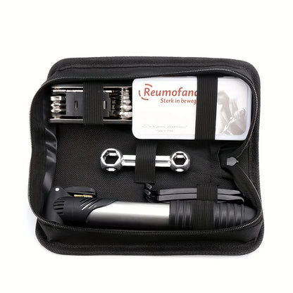 Multifunctional Bicycle Repair Kit – Pump, Tire Patch, Lever & Tools for Road Bike Maintenance