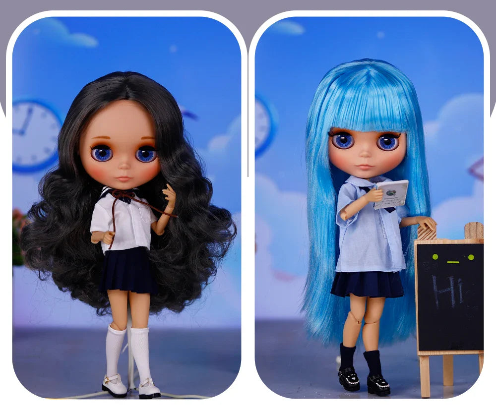ICY DBS Blythe Doll – Tan Skin Matte Face with Eyebrows, 1/6 BJD Joint Body, Anime Christmas Gift
