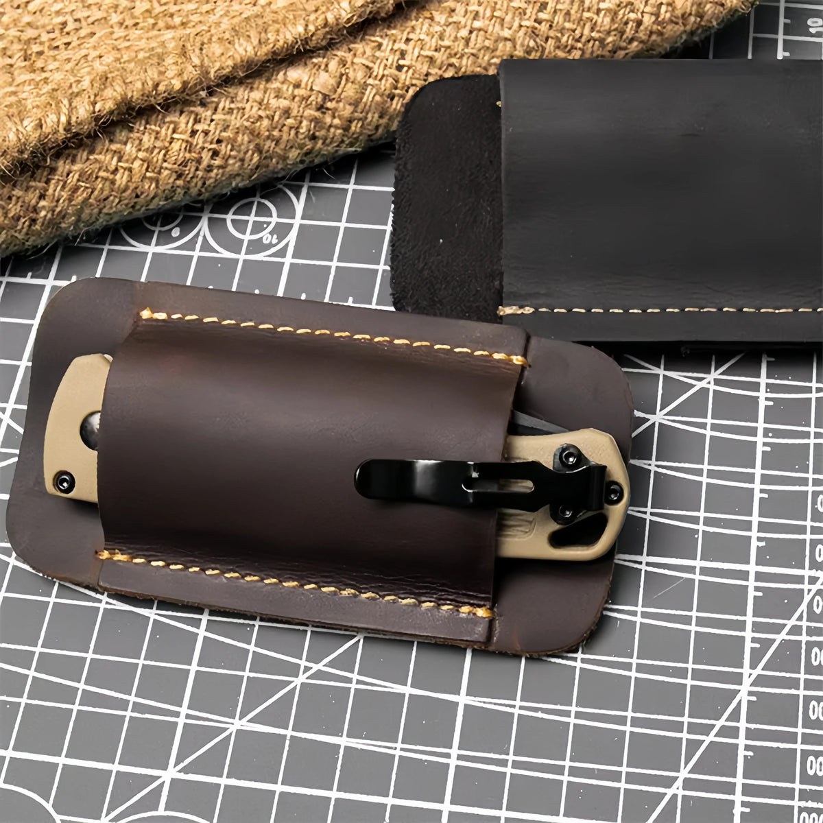Leather EDC Holster – Multi-Tool Pocket Knife & Flashlight Carry Case, Outdoor Camping Daily Use Durable Belt Organizer