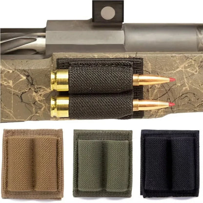 DIZETION Tactical 2-Round Holder Patch – Adhesive Hook & Loop Cartridge Pouch for M4 Shotgun Hunting