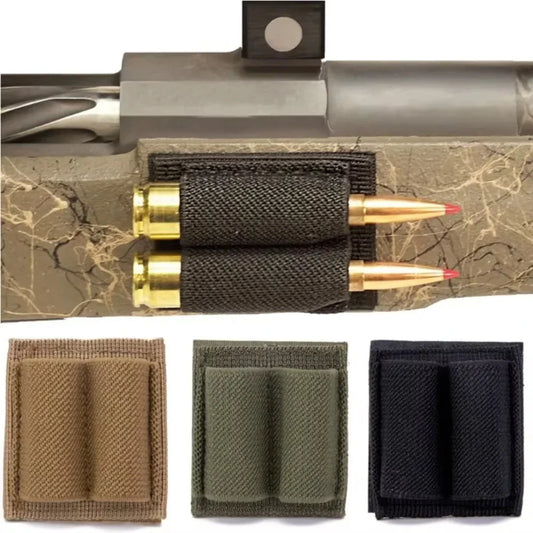 DIZETION Tactical 2-Round Holder Patch – Adhesive Hook & Loop Cartridge Pouch for M4 Shotgun Hunting