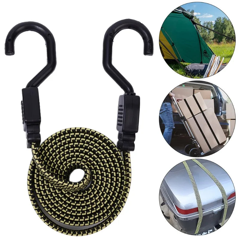 Elastic Rubber Luggage Rope with Hooks – Adjustable Strap for Bikes, Roof Racks, and Car Accessories