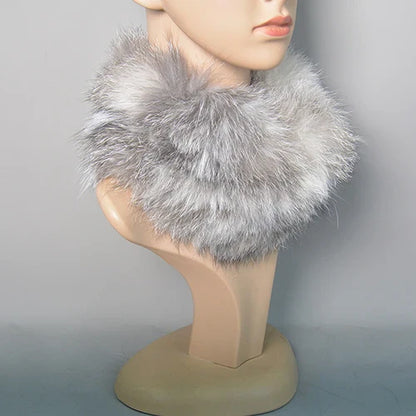 2025 Real Fox Fur Scarf and Headband – Luxury Winter Neck Warmer for Women, 100% Natural Fur, Elastic Ring Muffler