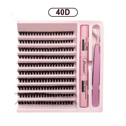 DIY Eyelash Extension Kit — 200 PCS Cluster Lashes with Lash Bond, Seal & Glue Accessories for Makeup Application