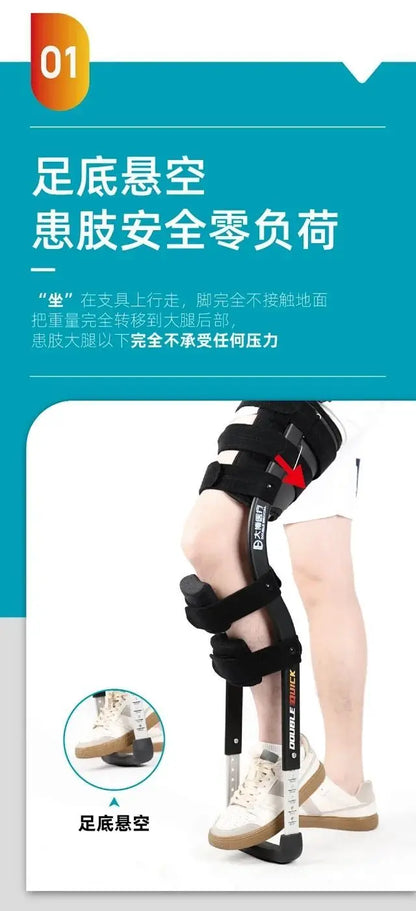 Rehabilitation Mobility Aid – Knee Walker Single-Leg Telescoping Hands-Free Assisted Walking Crutch Stick