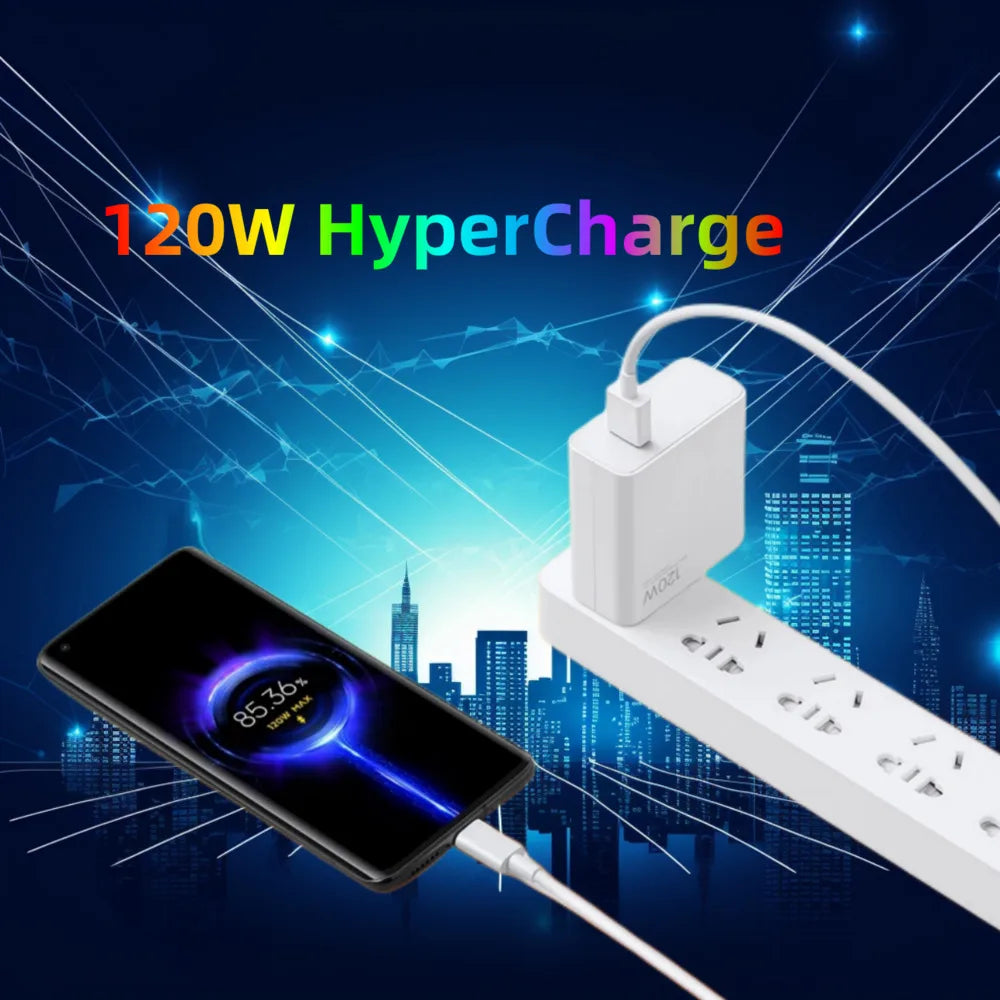 Xiaomi 120W Turbo Fast Charger – Original EU/US HyperCharge Adapter with Cable for Redmi Note 11/12/13 Pro+ 5G, Mi 14/13/13T