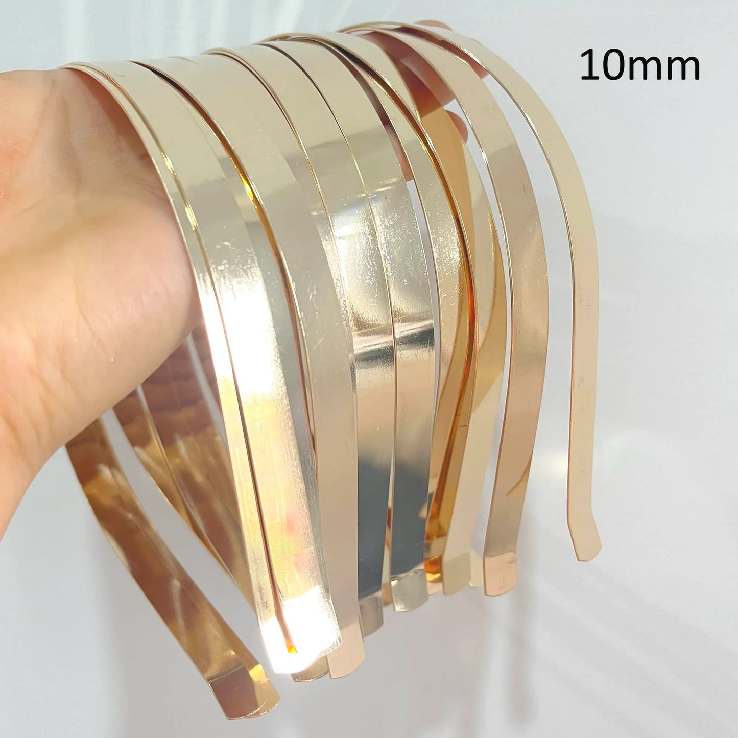 20Pcs Metal Hairbands for Girls – 1.2mm to 10mm Gold, Silver & Black Headbands for Hair Crafts & Hair Accessories