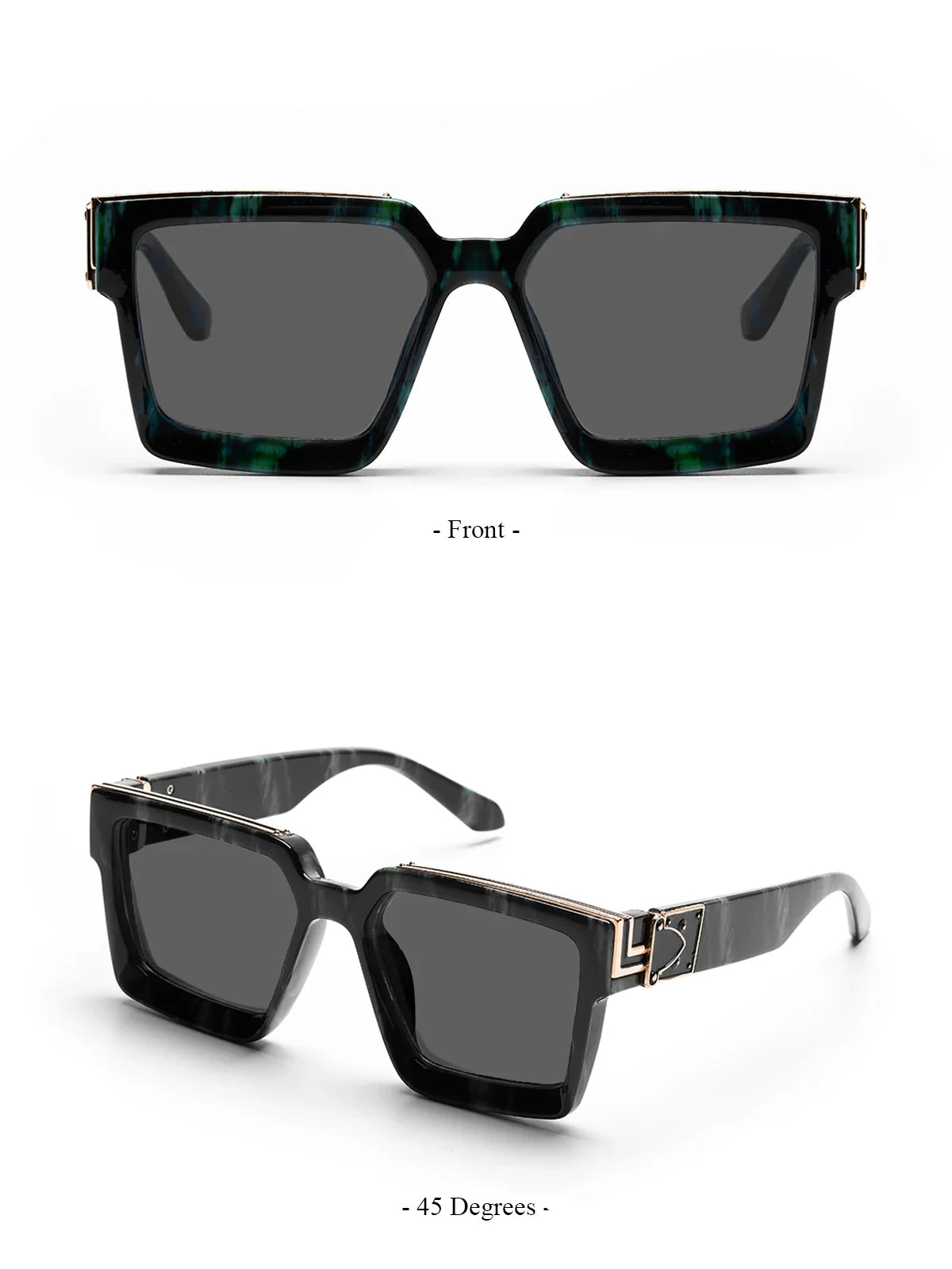 Ruiao Retro Black Millionaire Sunglasses – Luxury Square Designer Shades for Men & Women (2024)