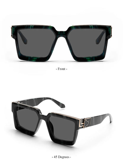 Ruiao Retro Black Millionaire Sunglasses – Luxury Square Designer Shades for Men & Women (2024)