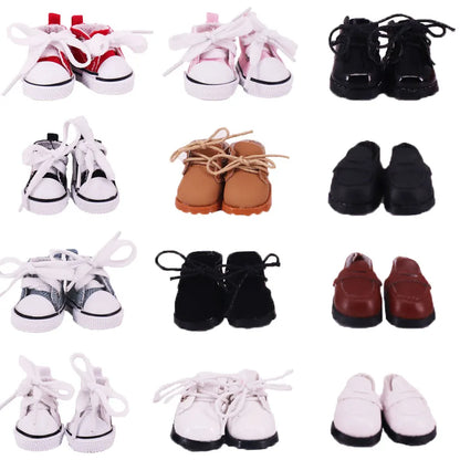 3.8cm Doll Canvas & Leather Shoes for 17cm Labubu Dolls – Cute Doll Clothes Accessories & Gift for Girls